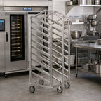 Thumbnail image #2 for Baxter Manufacturing BSSRSB-12 Heavy-Duty Stainless Steel Single Side-Load Rack for Single Rack Oven, 12 Slides, 18 x 26-Inch Pans