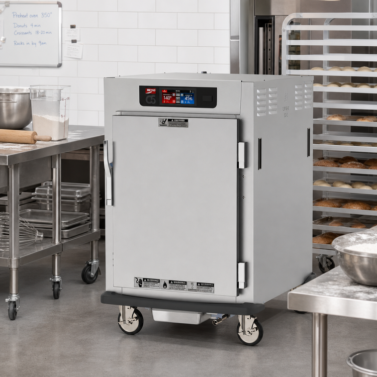 Product image #2 for Metro C5 9 Series Controlled Humidity Heated Holding and Proofing Cabinet, 1/2 Height Pass-Through, Universal Wire Slides