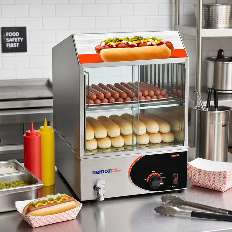 Product image #3 for Roll-A-Grill Countertop Over-and-Under Hot Dog Steamer and Bun Warmer, 220V, 150 Hot Dog Capacity