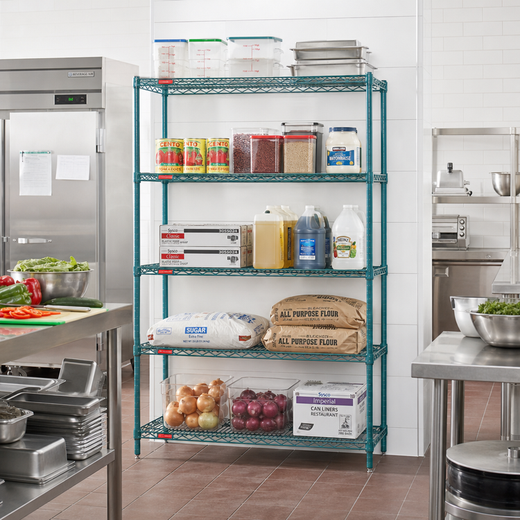Product image #2 for EagleGard 5-Tier Stationary Starter Wire Shelving Unit, 48W x 21D x 74H Inches, Hybrid Epoxy Finish
