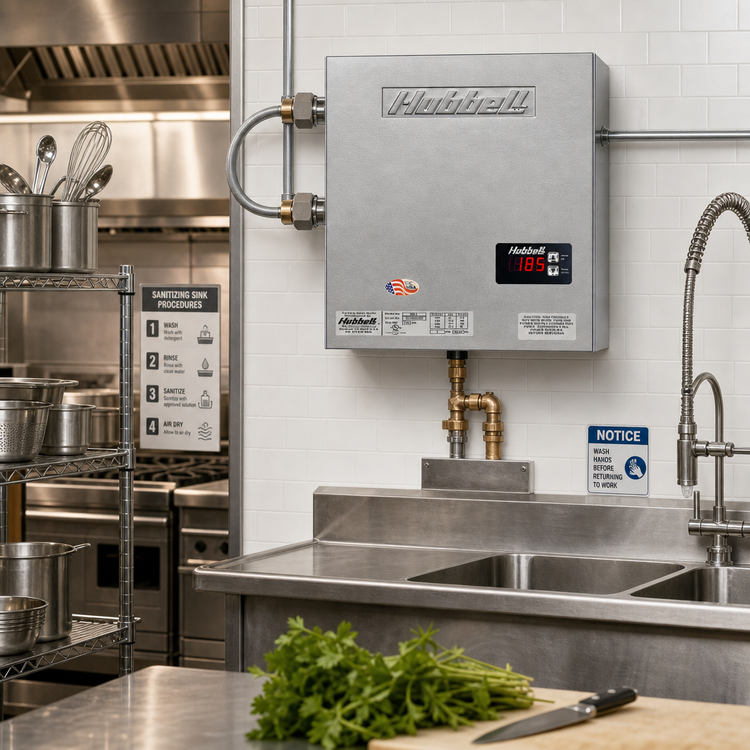 Product image #2 for Hubbell JTX027-3T6 Electric Tankless Sanitizing Sink Booster Heater, Wall Mount, 27 kW, 600V, 3-Phase