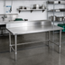 Thumbnail image #2 for John Boos Stallion 84-Inch x 30-Inch 16-Gauge 300 Series Stainless Steel Work Table with 5-Inch Backsplash