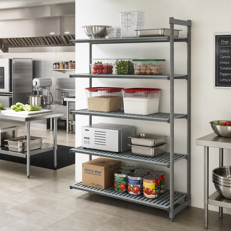 Product image #2 for Cambro Camshelving Basics Plus 24"W x 30"D x 72"H 5-Shelf Vented Add-On Shelving Unit