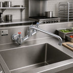 Thumbnail image #2 for BK Resources OptiFlow BKF-16-G Lead-Free Heavy-Duty Splash-Mounted Faucet, 8-Inch Centers, 16-Inch Swing Spout, Chrome-Plated Brass