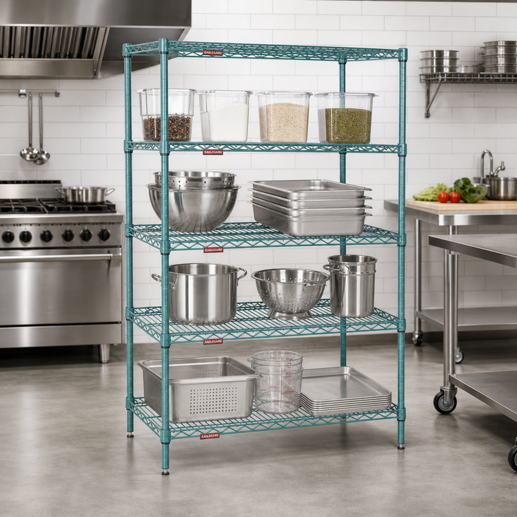 Product image #2 for EagleGard 4-Tier Stationary Wire Shelving Starter Unit, 36W x 24D x 63H, Hybrid Epoxy Coated