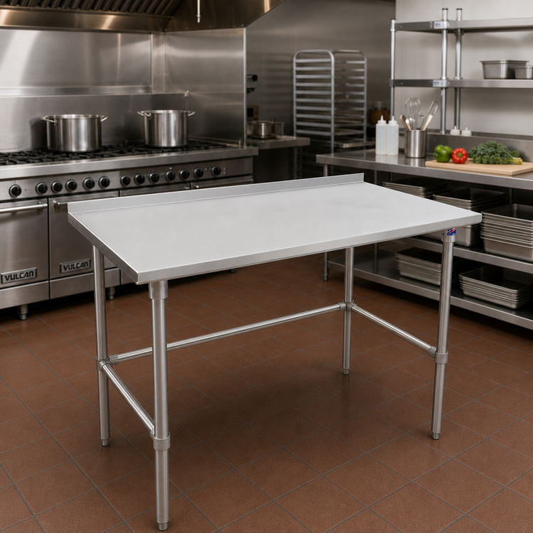 Product image #2 for John Boos Stallion 48-Inch x 24-Inch 16-Gauge Stainless Steel Work Table with 1-1/2-Inch Rear Up-Turn