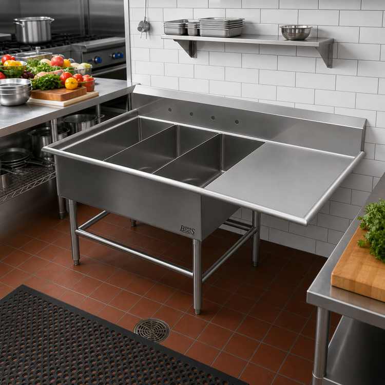 Product image #2 for John Boos Pro-Bowl 3-Compartment Platter Sink with Right-Hand Drainboard