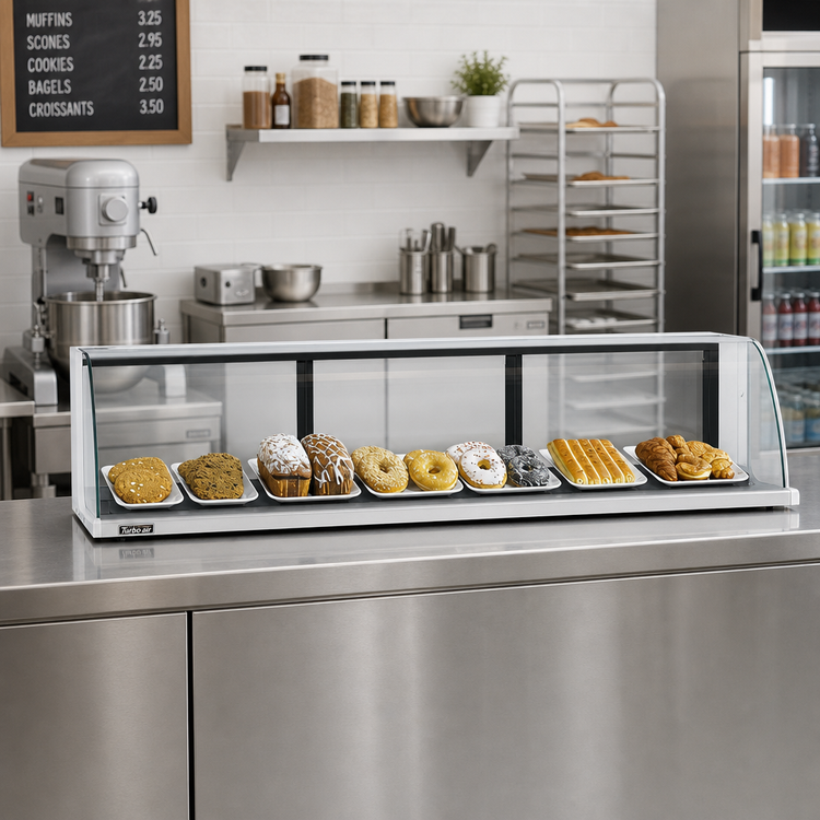 Product image #2 for Turbo Air Full-Service Low Top Display Dry Pastry Display Case, 50-3/4 Inch W, 2.9 Cu. Ft., 2 Doors