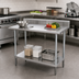 Thumbnail image #2 for Advance Tabco Special Value Series 30-Inch Square Stainless Steel Work Table with 5-Inch Backsplash and Adjustable Undershelf