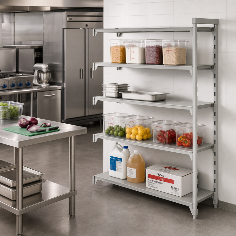 Product image #3 for Cambro Camshelving Premium 36"W x 24"D x 84"H Solid 5-Tier Stationary Add-On Shelving Unit