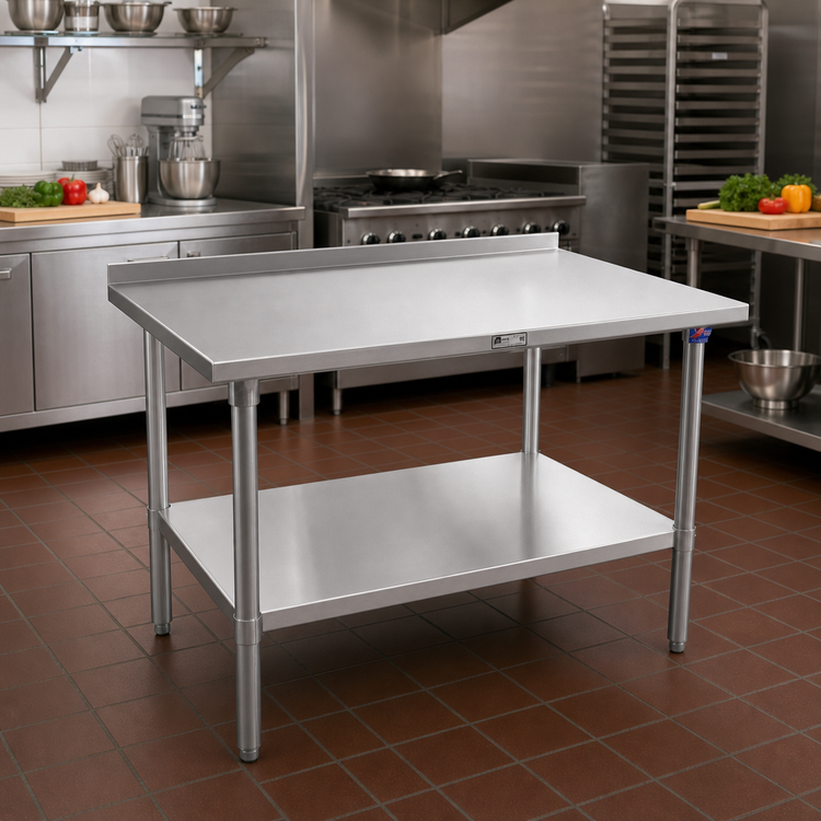 Product image #2 for John Boos Stallion 30 x 36-Inch 16-Gauge 300 Series Stainless Steel Work Table with 1-1/2-Inch Backsplash and Undershelf