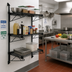 Thumbnail image #2 for Quantum Wall-Mounted Cantilever Shelving Starter Unit with 3 Wire Shelves, Black Epoxy Antimicrobial Finish