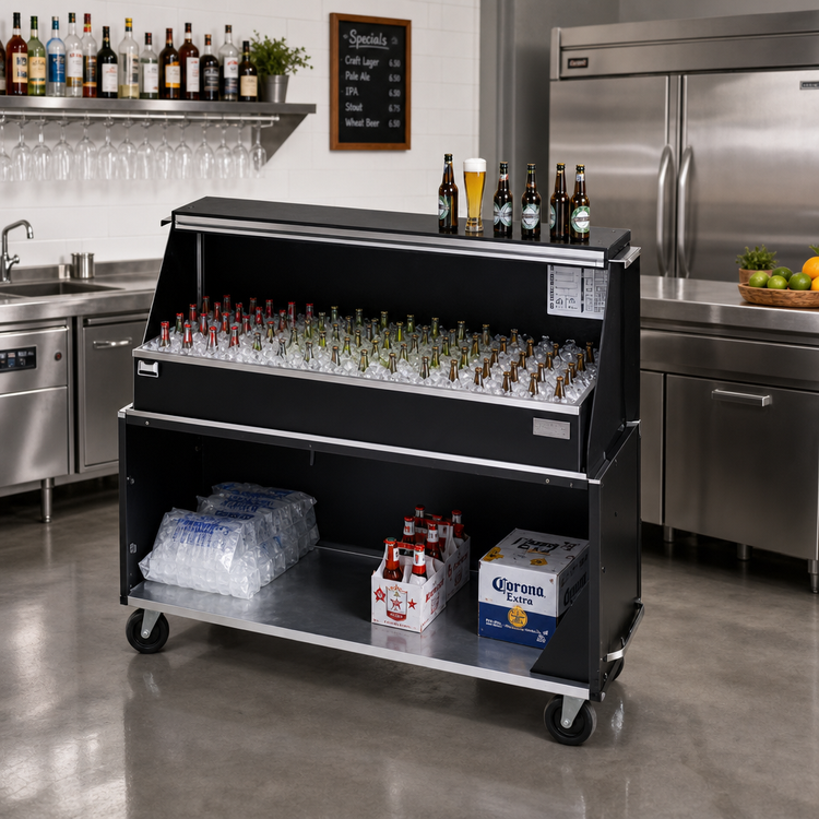 Product image #2 for Dinex DXPPB560IBTBK Full-Length Ice Bin Portable Bar with Black Exterior