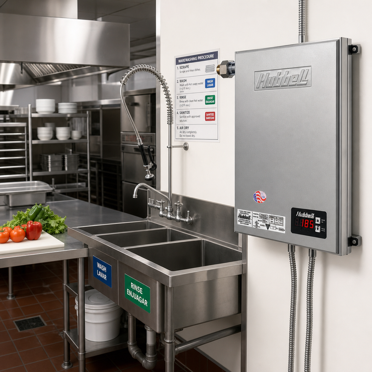 Product image #2 for Electric Wall-Mount Tankless Booster Heater for Sanitizing Sinks, 42 kW, 600V, 3-Phase
