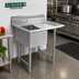 Thumbnail image #2 for Klinger's Trading Economy 1-Compartment Stainless Steel Sink with Right-Hand Drainboard
