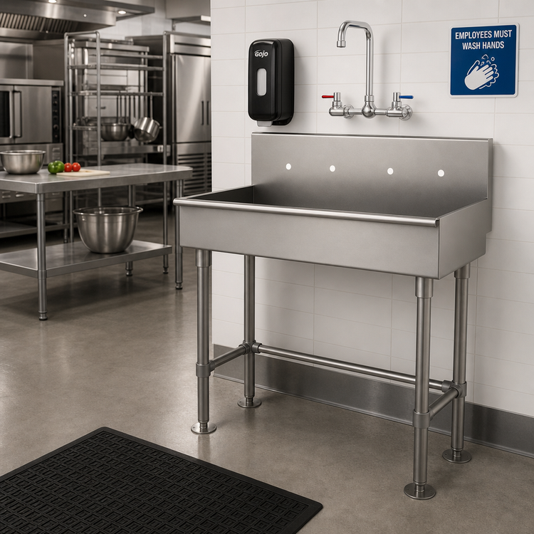 Product image #2 for Advance Tabco 40-Inch ADA-Compliant Freestanding Multiwash Hand Sink with Backsplash