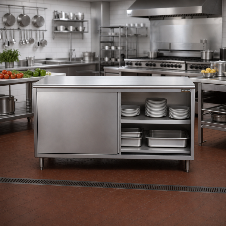 Product image #2 for Spec-Master 144-Inch Wide Sliding Door Plate Cabinet with 14/304 Stainless Steel Top