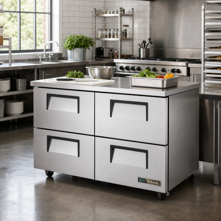 Product image #2 for True 48-Inch 4-Drawer 2-Section Undercounter Refrigerator