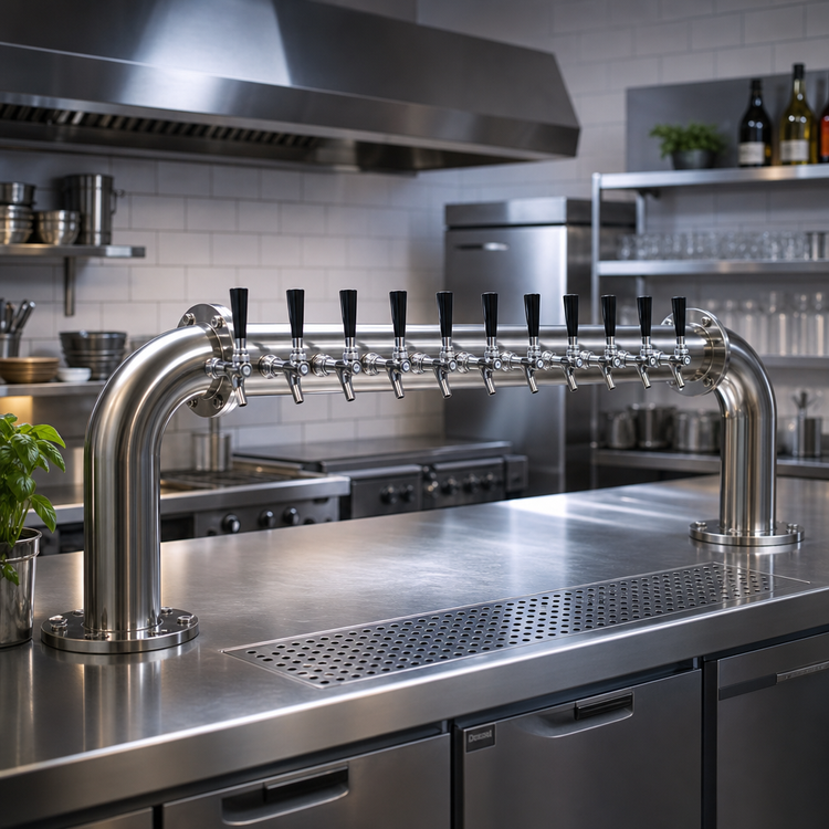 Product image #2 for Pass-Thru Brew Pipe 10-Faucet Glycol-Cooled Countertop Draft Beer Tower