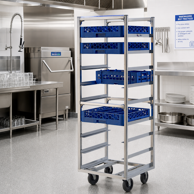 Product image #2 for Mobile Full-Height Cup/Glass Rack Cart, Open Sides, 9-Rack Capacity