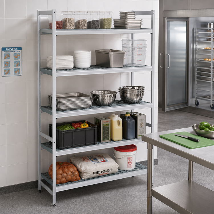 Product image #2 for Fermostock 5-Tier Stationary Polymer Shelving Starter Unit, 47" W x 18" D x 83" H