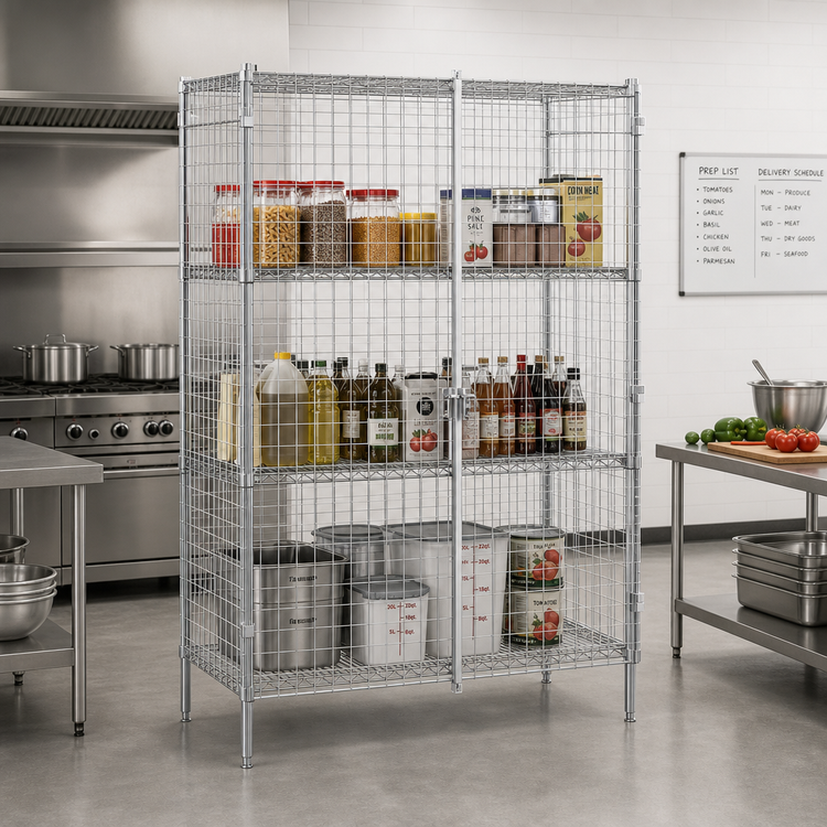 Product image #2 for Metro Super Erecta Stationary Chrome Plated Wire Security Cage Shelving Unit