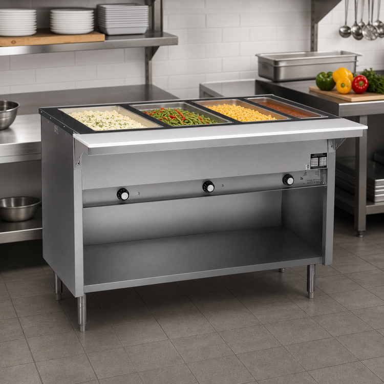 Product image #2 for Spec-Master HT4CB-208-3 4-Well Electric Hot Food Table with Enclosed Base and Cutting Board
