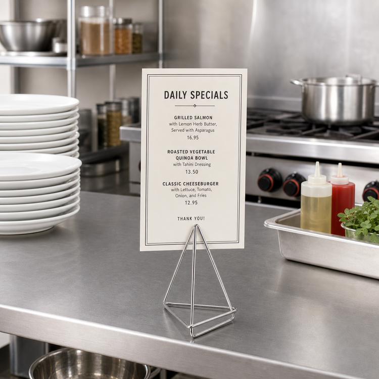 Product image #2 for American Metalcraft Geometric Silver Metal Menu Card Holder, 4-Inch