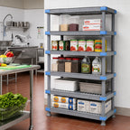 Thumbnail image #2 for Quantum QP186050VS-5 5-Shelf Polymer Shelving Unit with Dunnage Stand, Open Grid, 2,000 lb. Capacity, 60"W x 18"D x 50"H