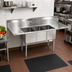 Thumbnail image #2 for BK Resources Economy 3-Compartment Stainless Steel Sink with Dual Drainboards and Galvanized Legs, 90-Inch