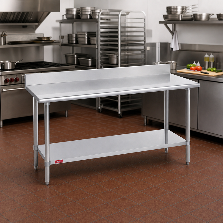 Product image #2 for Duke 84-Inch x 24-Inch Stainless Steel Work Table with 5-Inch Riser and Undershelf