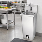 Thumbnail image #2 for Krowne HS-14 Pedestal-Mounted Stainless Steel Hand Sink with Foot Pedal Valve, Gooseneck Faucet & Soap Dispenser