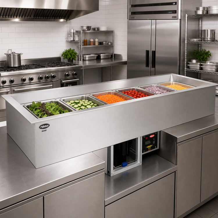 Product image #2 for Hatco CWBP-6 6-Pan Full-Size Top-Mount R-290 Self-Contained Refrigerated Drop-In Cold Well