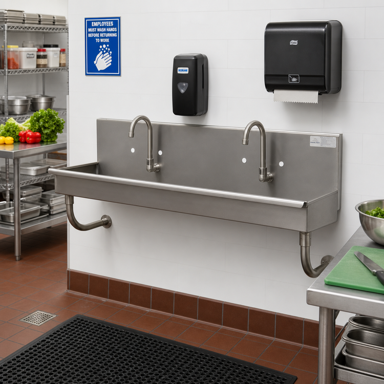 Product image #2 for Advance Tabco 40-Inch 2-Station ADA Wall-Mounted Multiwash Hand Wash Sink