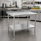 Thumbnail image #2 for Klinger's Trading 16GA-ABST2460 60" x 24" Stainless Steel Work Table with 16 Gauge 430 Top, 2" Rear Up-Turn and Undershelf