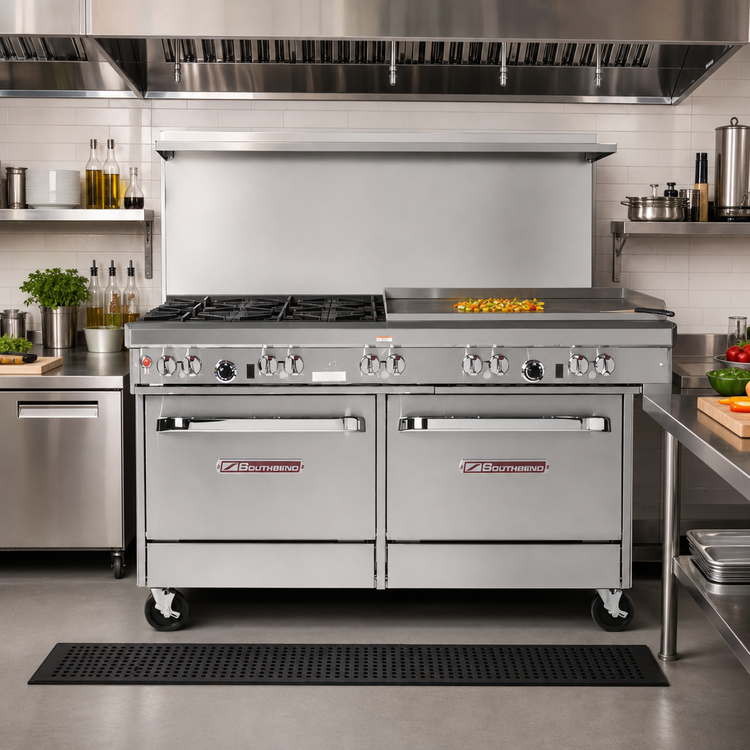 Product image #2 for Southbend Ultimate 60-Inch Gas Restaurant Range with 2 Non-Clog Burners, 48-Inch Griddle, and 2 Convection Ovens