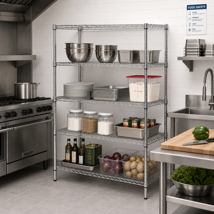 Product image #2 for Metro Super Erecta Stationary 4-Shelf Chrome Plated Wire Shelving Starter Unit, 48" W x 24" D x 63" H