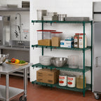 Thumbnail image #3 for Metro Super Erecta AA456K3 Add-On Wire Shelving Unit, 48W x 21D x 63H, 4 Shelves, Green Epoxy Finish