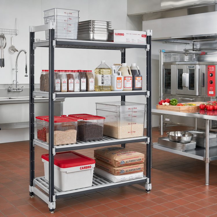 Product image #2 for Cambro Camshelving Elements XTRA 24" x 60" x 64" 4-Tier Vented Stationary Starter Shelving Unit