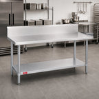 Thumbnail image #2 for Duke Manufacturing 314-24144-10R Stainless Steel Work Table, 14-Gauge 300 Series, 10-Inch Riser, Marine Edge, Galvanized Undershelf, 144 x 24 Inches