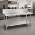 Thumbnail image #2 for Duke Stainless Steel Work Table with 10-Inch Riser and Marine Edge, Galvanized Undershelf, 144 x 24 Inches