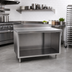 Thumbnail image #2 for Eagle Spec-Master Marine Series Stainless Steel Cabinet Base Work Table with Open Front, 48 x 24 Inches, 4-1/2-Inch Backsplash