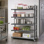 Thumbnail image #2 for Cambro Camshelving® Elements EXA185484VS5480 5-Tier Stationary Add-On Polymer Shelving Unit, 18 x 54 x 84 in, Gray, 4 Vented/1 Solid Shelves