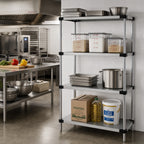 Thumbnail image #2 for Quantum WRS4-74-1436SS Solid Stainless Steel Shelving Starter Kit, 36"W x 14"D x 74"H, 4 Shelves