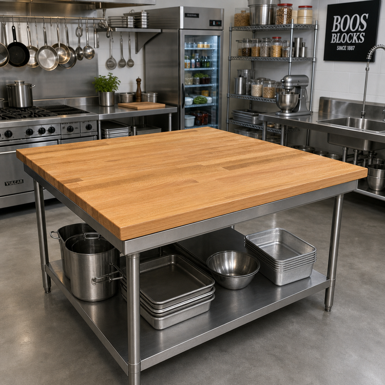 Product image #2 for John Boos Appalachian 48-Inch x 48-Inch Blended Edge Grain Red Oak Island Countertop with Penetrating Oil Finish