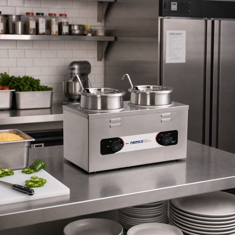 Product image #2 for Nemco 6120A-230 Twin-Well Wet Countertop Food Warmer, 2 x 4 Qt., 230V