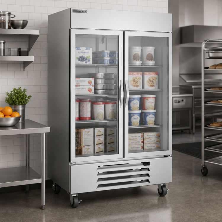 Product image #2 for Beverage-Air Horizon Series Two-Section Reach-In Glass Door Freezer, 46.2 Cu. Ft.