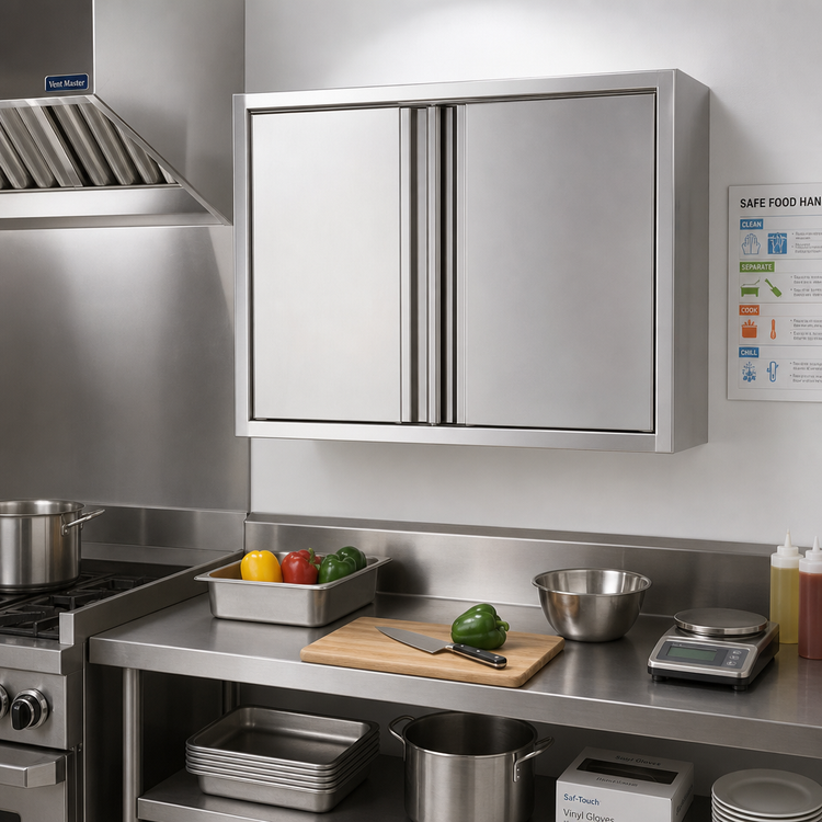 Product image #2 for Eagle Group 36-Inch Wall-Mounted Stainless Steel Cabinet with Hinged Doors and Fixed Shelf