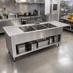 Thumbnail image #2 for Klinger's Trading MDIS32D 75-Inch Three-Compartment Drop-In Stainless Steel Sink with Dual Drainboards