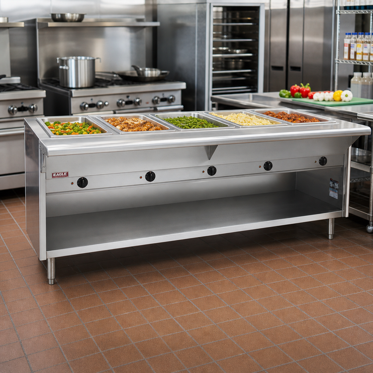 Product image #2 for Eagle Spec-Master HT5OB-240-3 79" 5-Well Electric Hot Food Table with Open Base